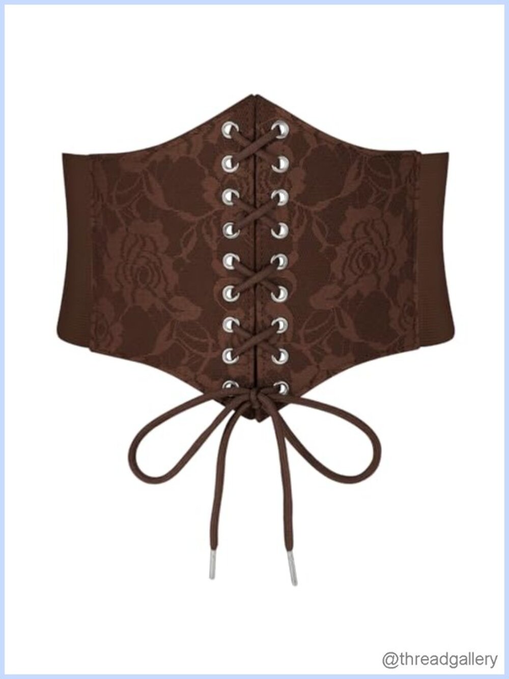 Wide Elastic Lace Floral Corset Belt Faux Leather Renaissance Pirate